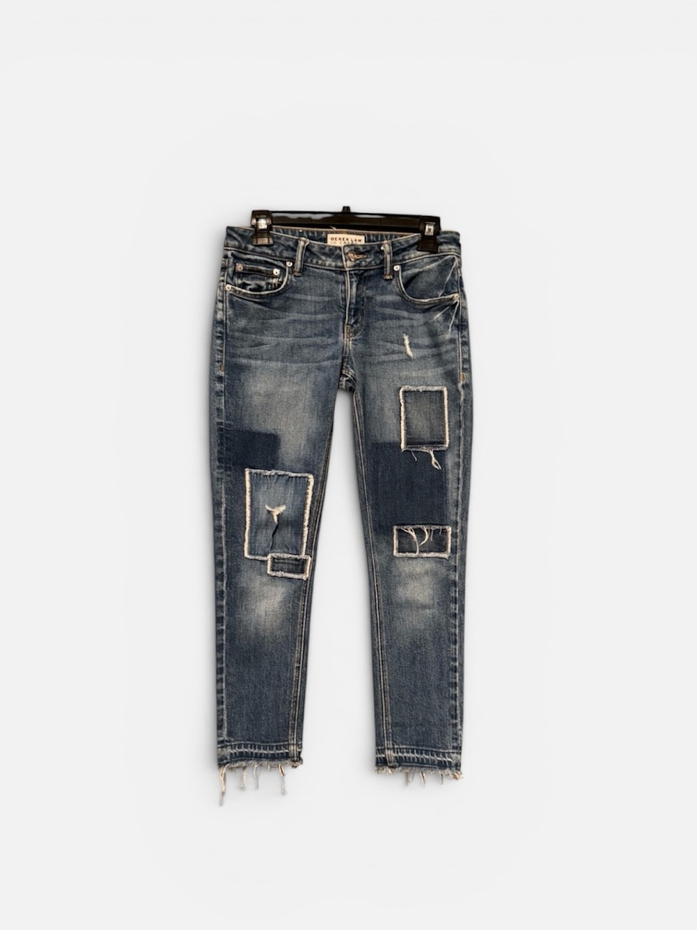 10 Crosby Derek Lam Mid-Rise Distressed Patchwork Jeans